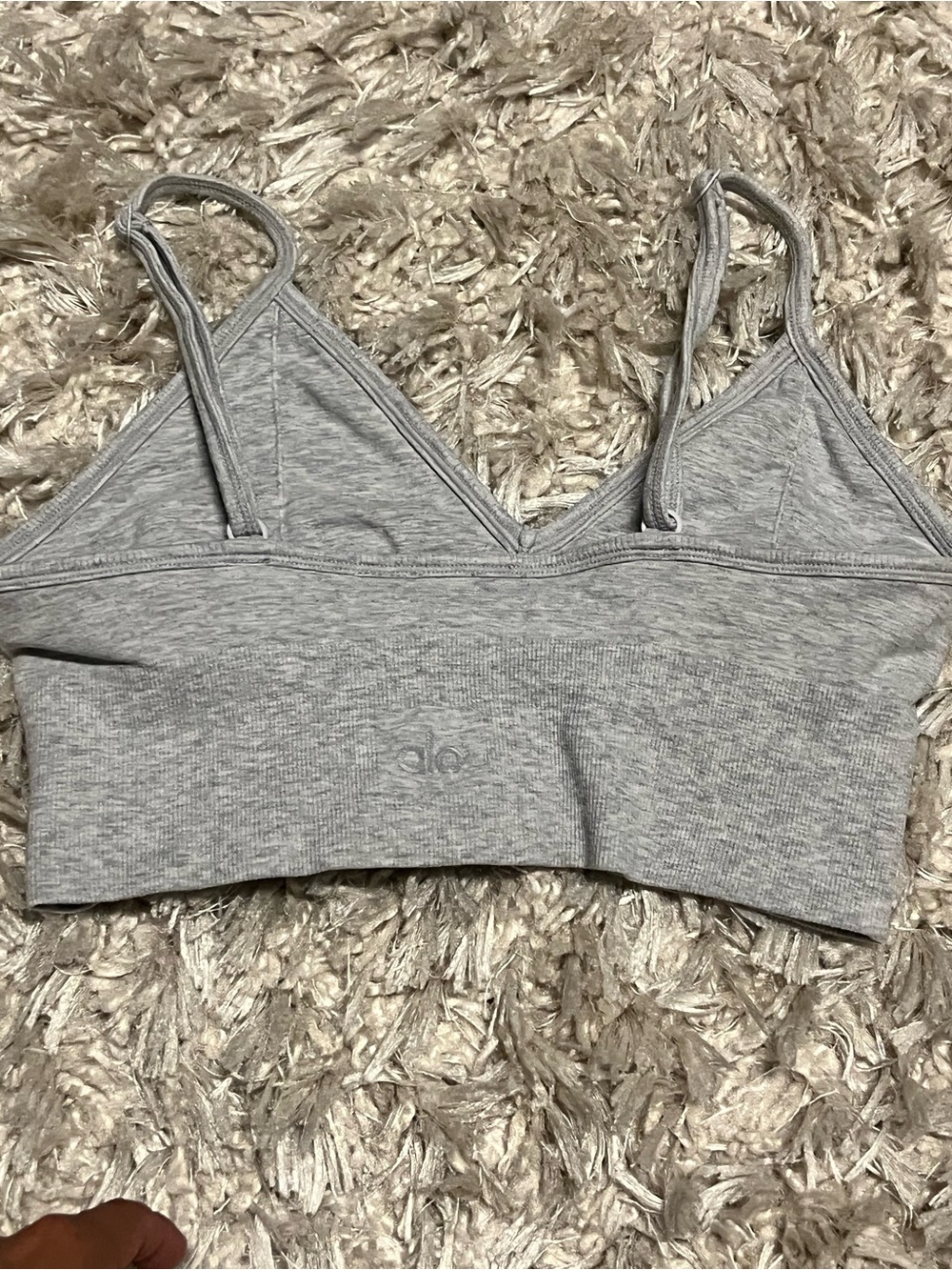 ALO Yoga Light Heather Gray Seamless V-Neck Camisole Bralette - Picture 2 of 2